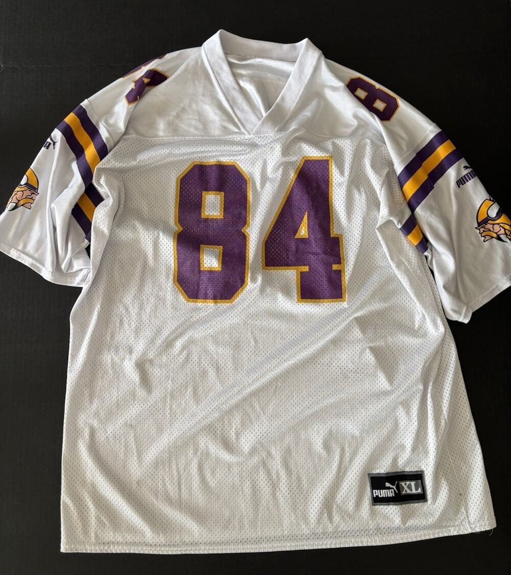 Vintage Puma Minnesota Vikings Randy Moss 90s Jersey Mens XL White #84 NFL Read